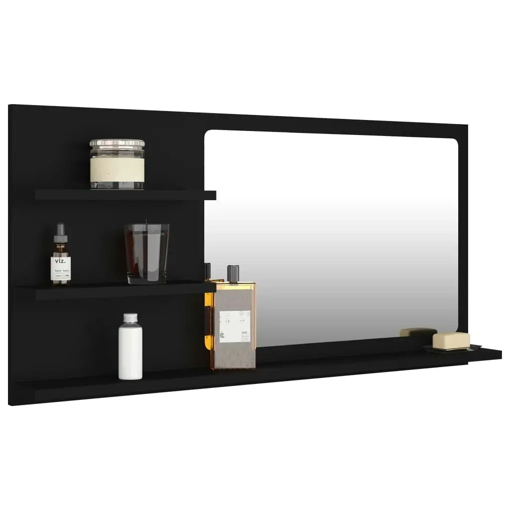 Bathroom Mirror Black 90x10.5x45 cm Engineered Wood 805016