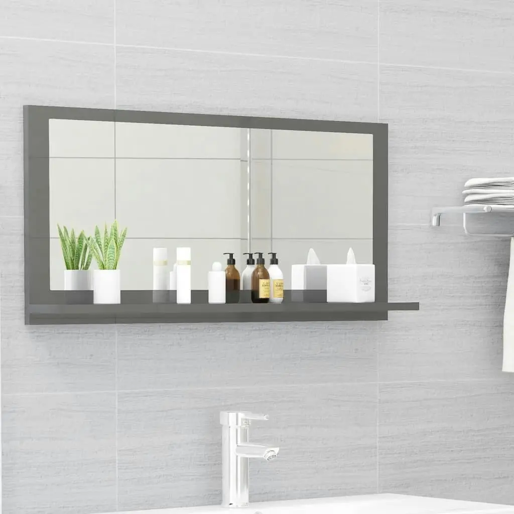 Bathroom Mirror High Gloss Grey 80x10.5x37 cm Engineered Wood 804579