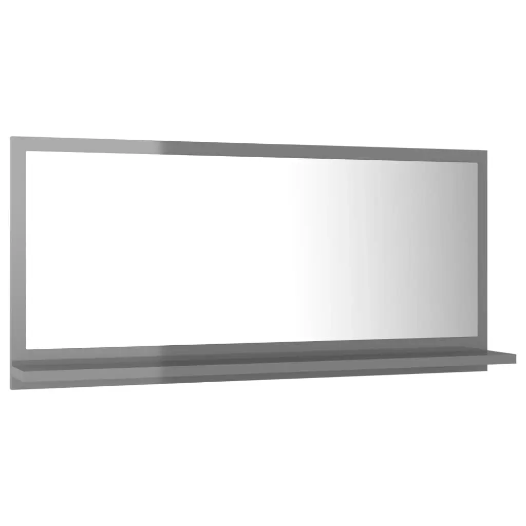 Bathroom Mirror High Gloss Grey 80x10.5x37 cm Engineered Wood 804579