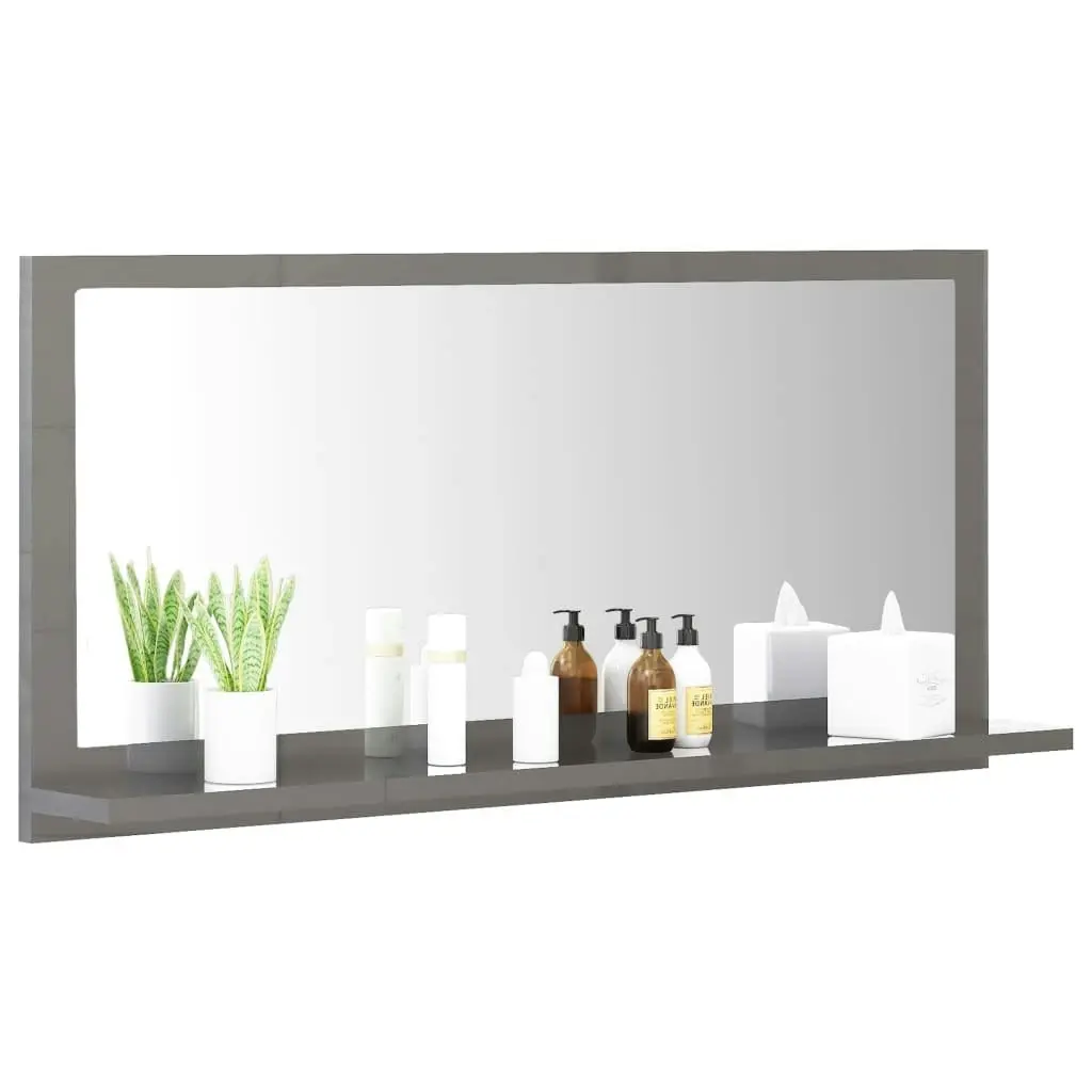 Bathroom Mirror High Gloss Grey 80x10.5x37 cm Engineered Wood 804579