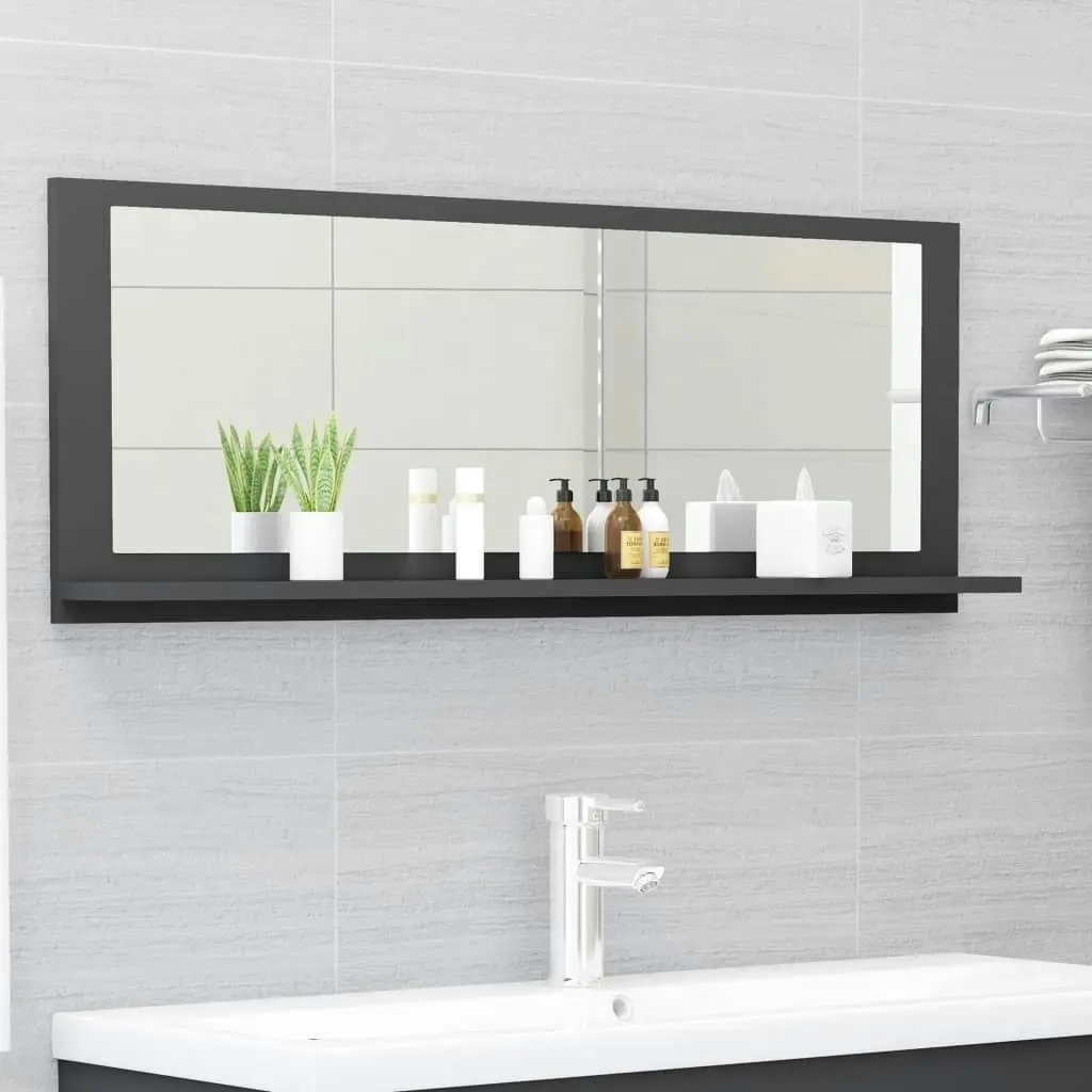 Bathroom Mirror Grey 100x10.5x37 cm Engineered Wood 804591