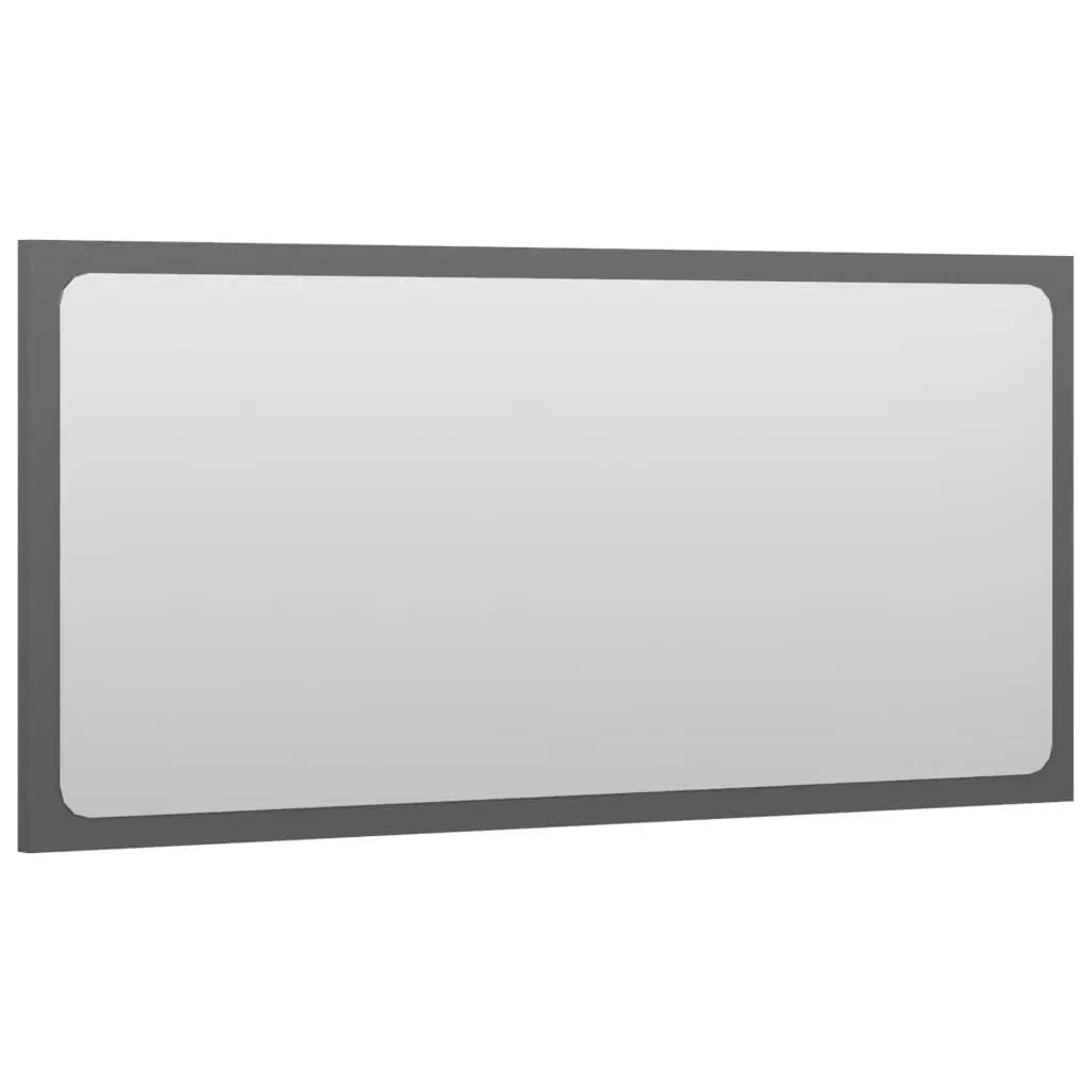 Bathroom Mirror High Gloss Grey 80x1.5x37 cm Engineered Wood 804621