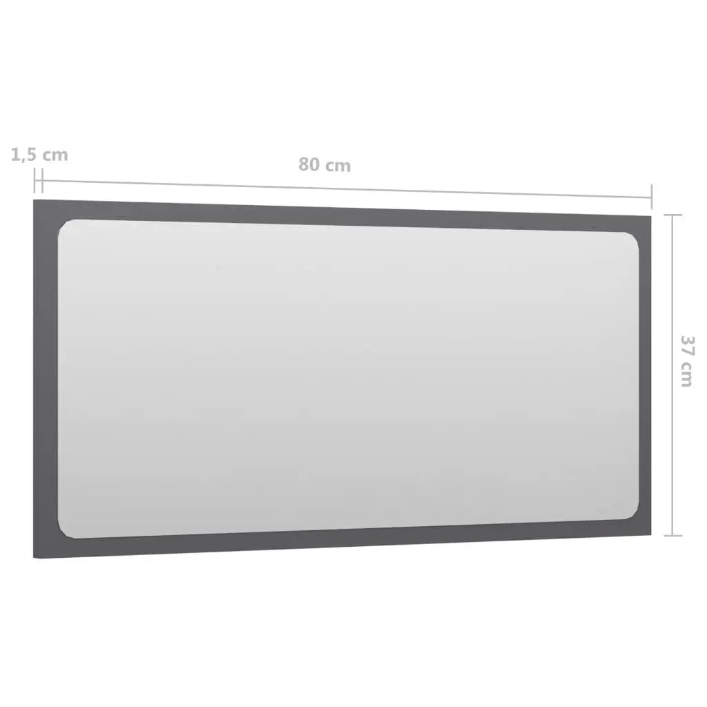 Bathroom Mirror High Gloss Grey 80x1.5x37 cm Engineered Wood 804621