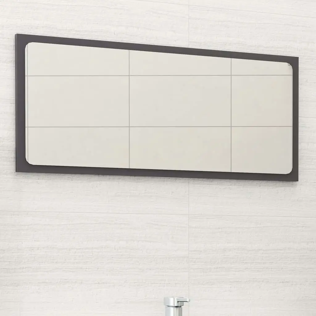 Bathroom Mirror High Gloss Grey 80x1.5x37 cm Engineered Wood 804621