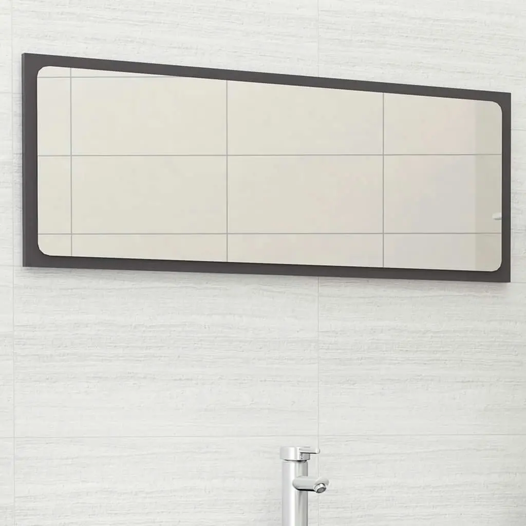 Bathroom Mirror High Gloss Grey 100x1.5x37 cm Engineered Wood 804637