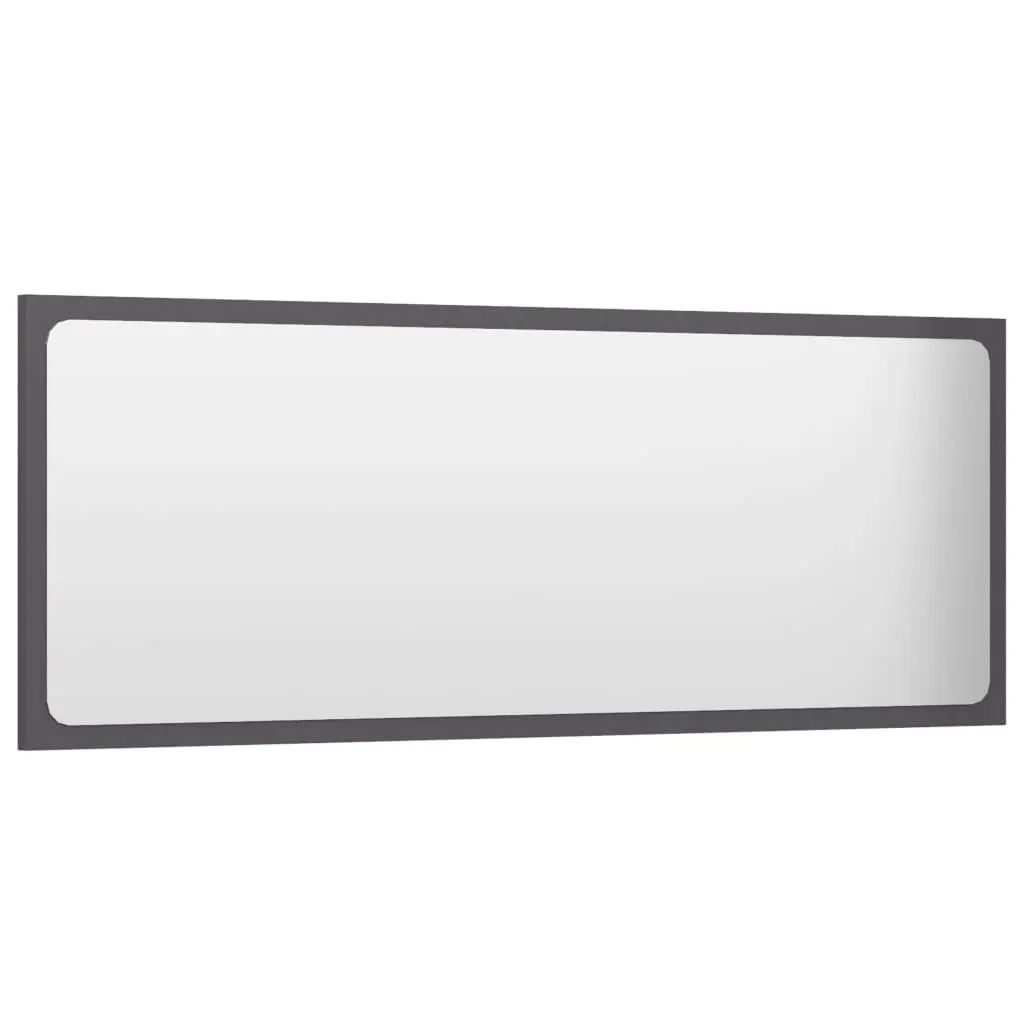 Bathroom Mirror High Gloss Grey 100x1.5x37 cm Engineered Wood 804637