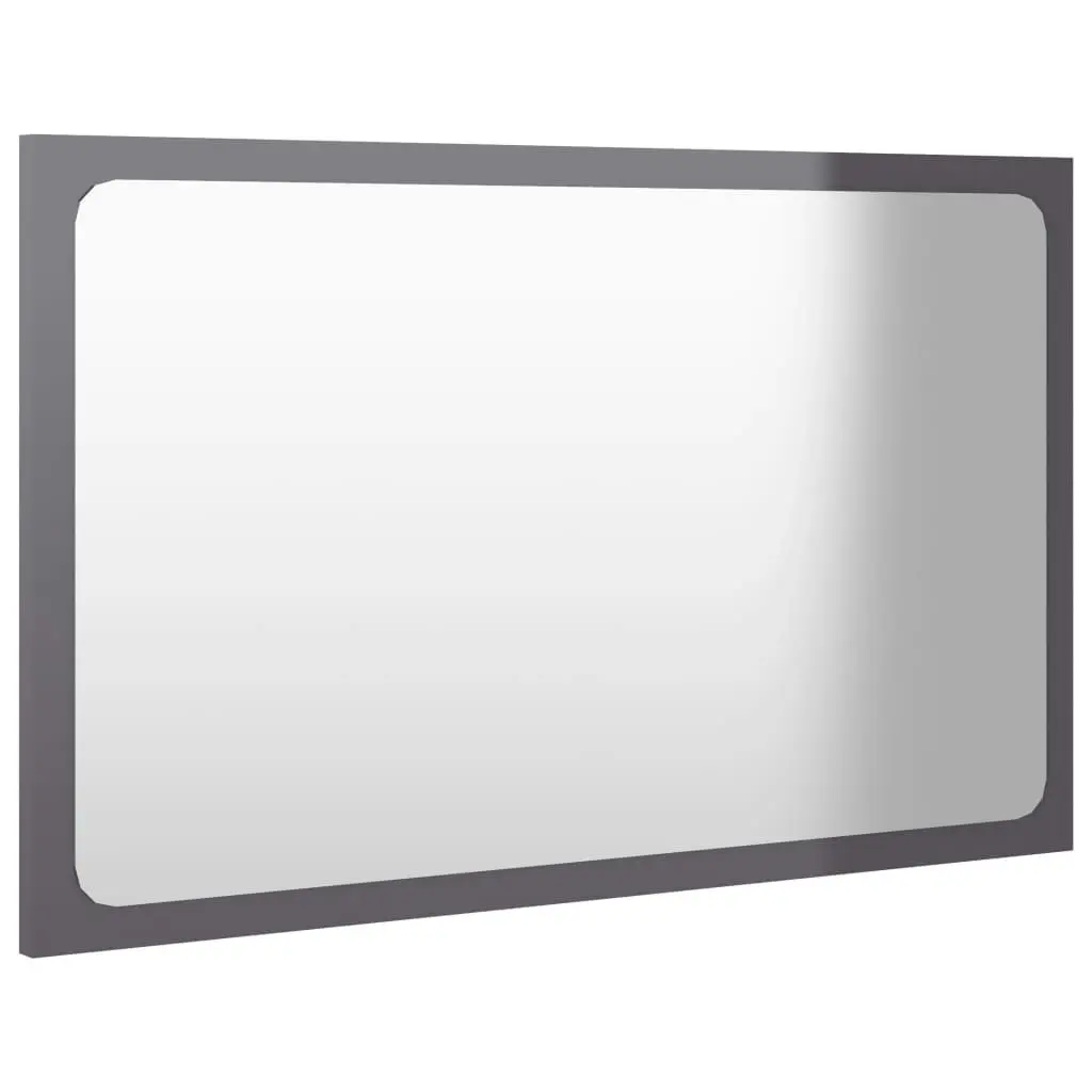 Bathroom Mirror High Gloss Grey 60x1.5x37 cm Engineered Wood 804613