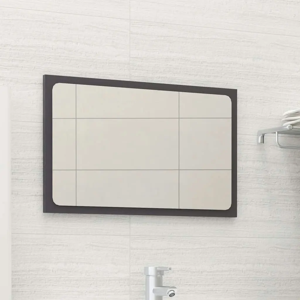 Bathroom Mirror High Gloss Grey 60x1.5x37 cm Engineered Wood 804613