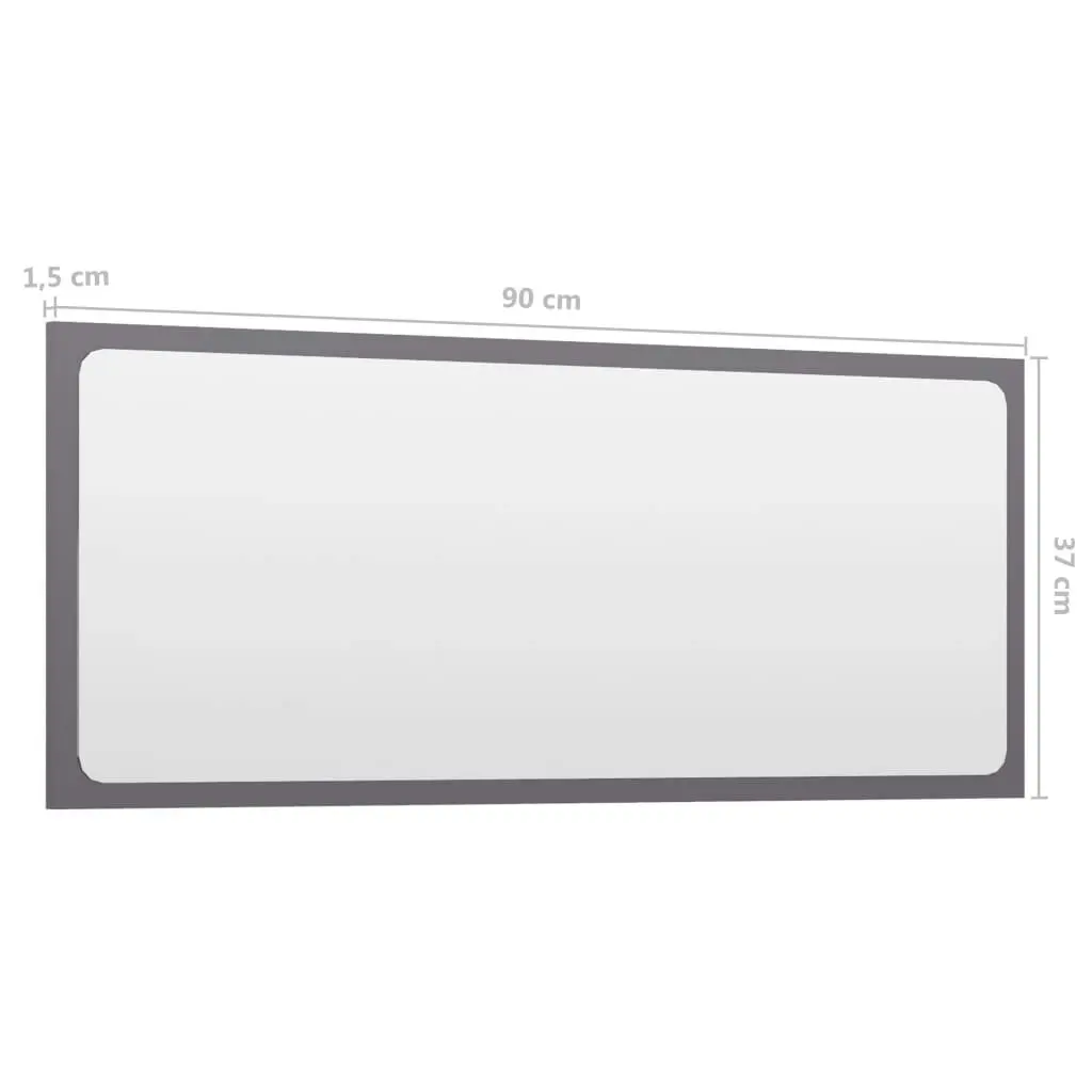 Bathroom Mirror High Gloss Grey 90x1.5x37 cm Engineered Wood 804629