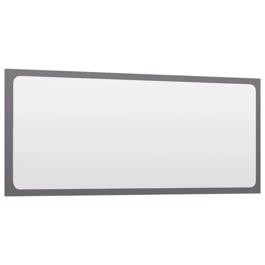 Bathroom Mirror High Gloss Grey 90x1.5x37 cm Engineered Wood 804629