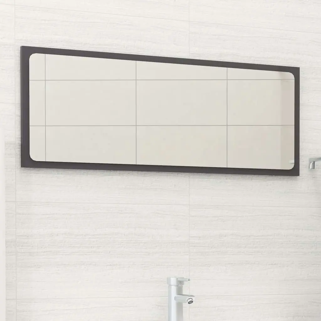 Bathroom Mirror High Gloss Grey 90x1.5x37 cm Engineered Wood 804629