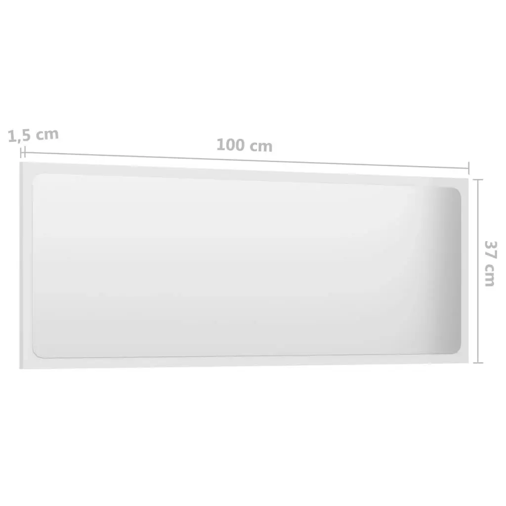 Bathroom Mirror High Gloss White 100x1.5x37 cm Engineered Wood 804635