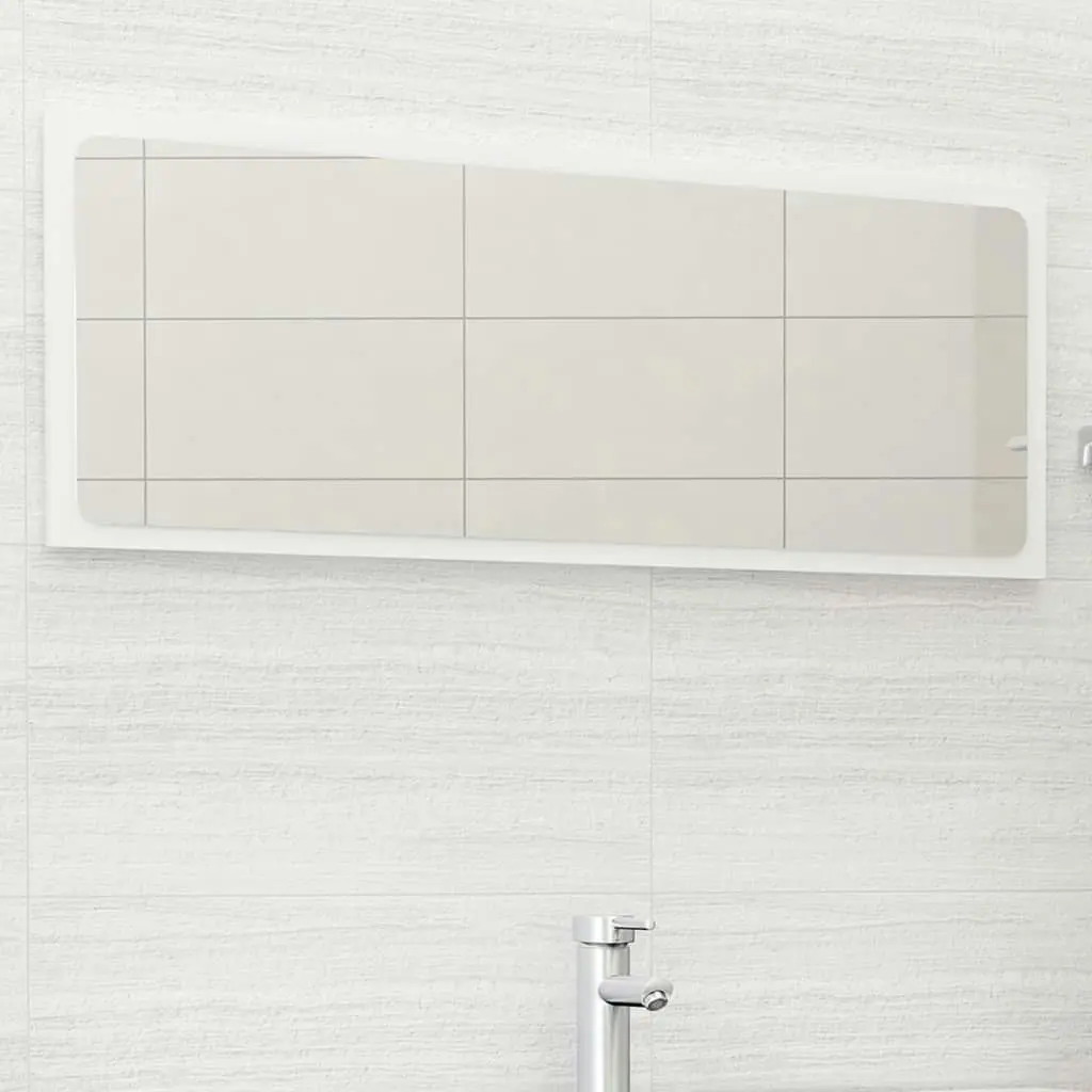 Bathroom Mirror High Gloss White 100x1.5x37 cm Engineered Wood 804635