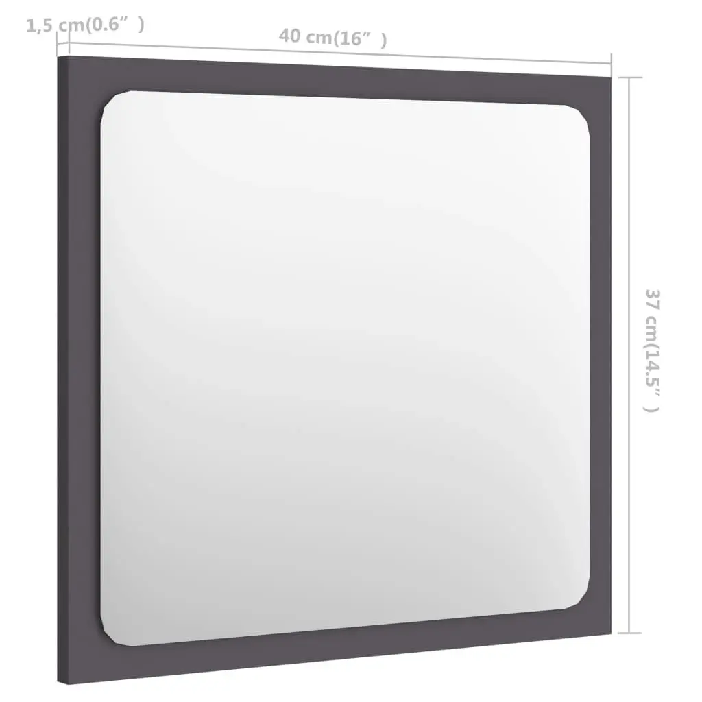 Bathroom Mirror Grey 40x1.5x37 cm Engineered Wood 804600