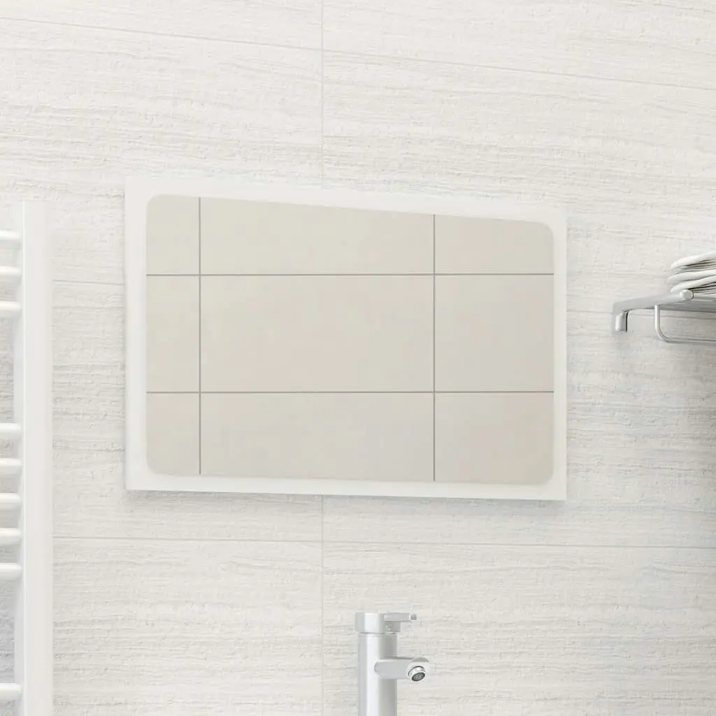 Bathroom Mirror High Gloss White 60x1.5x37 cm Engineered Wood 804611