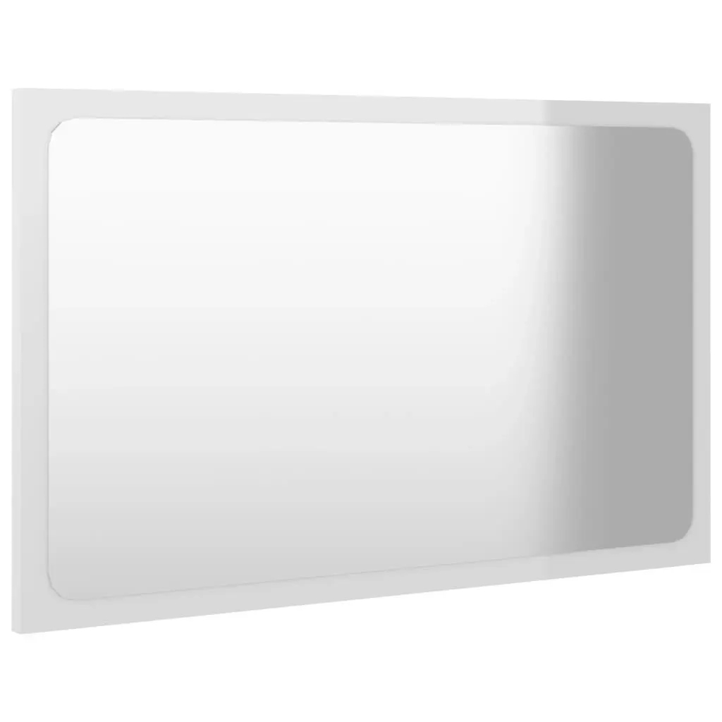 Bathroom Mirror High Gloss White 60x1.5x37 cm Engineered Wood 804611