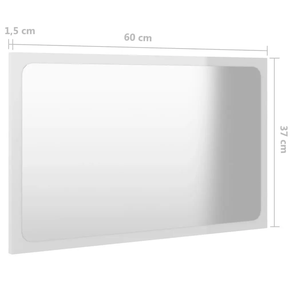 Bathroom Mirror High Gloss White 60x1.5x37 cm Engineered Wood 804611