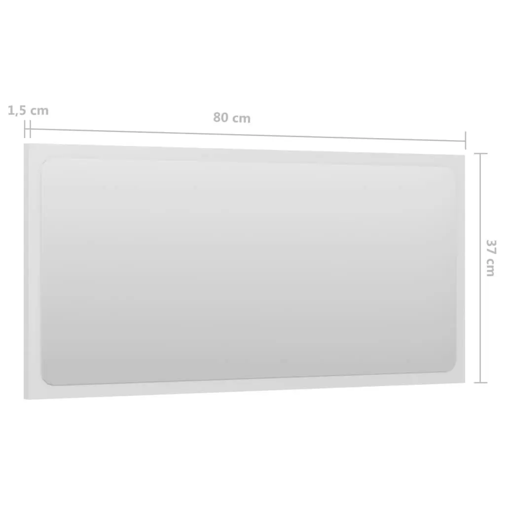 Bathroom Mirror High Gloss White 80x1.5x37 cm Engineered Wood 804619