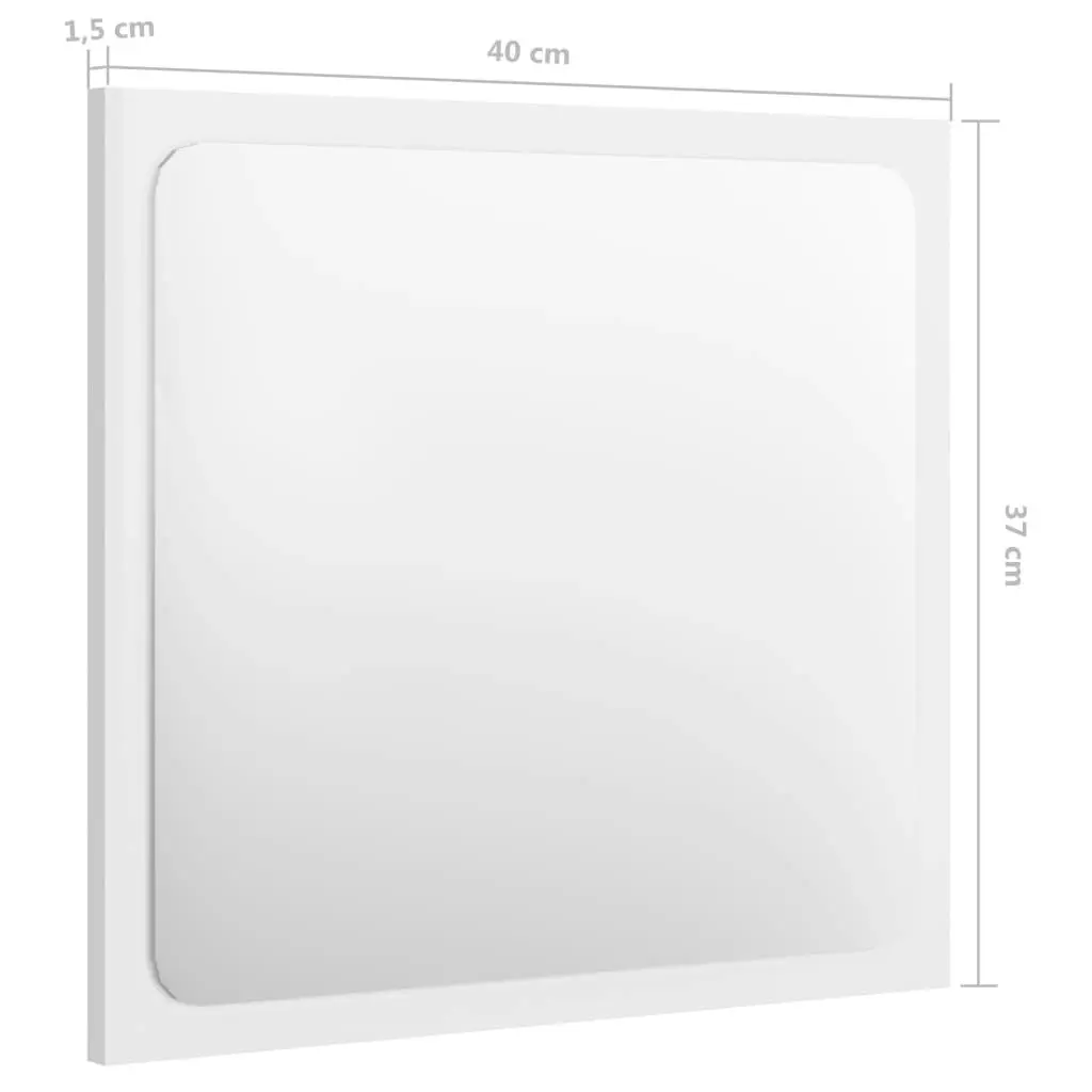 Bathroom Mirror High Gloss White 40x1.5x37 cm Engineered Wood 804603