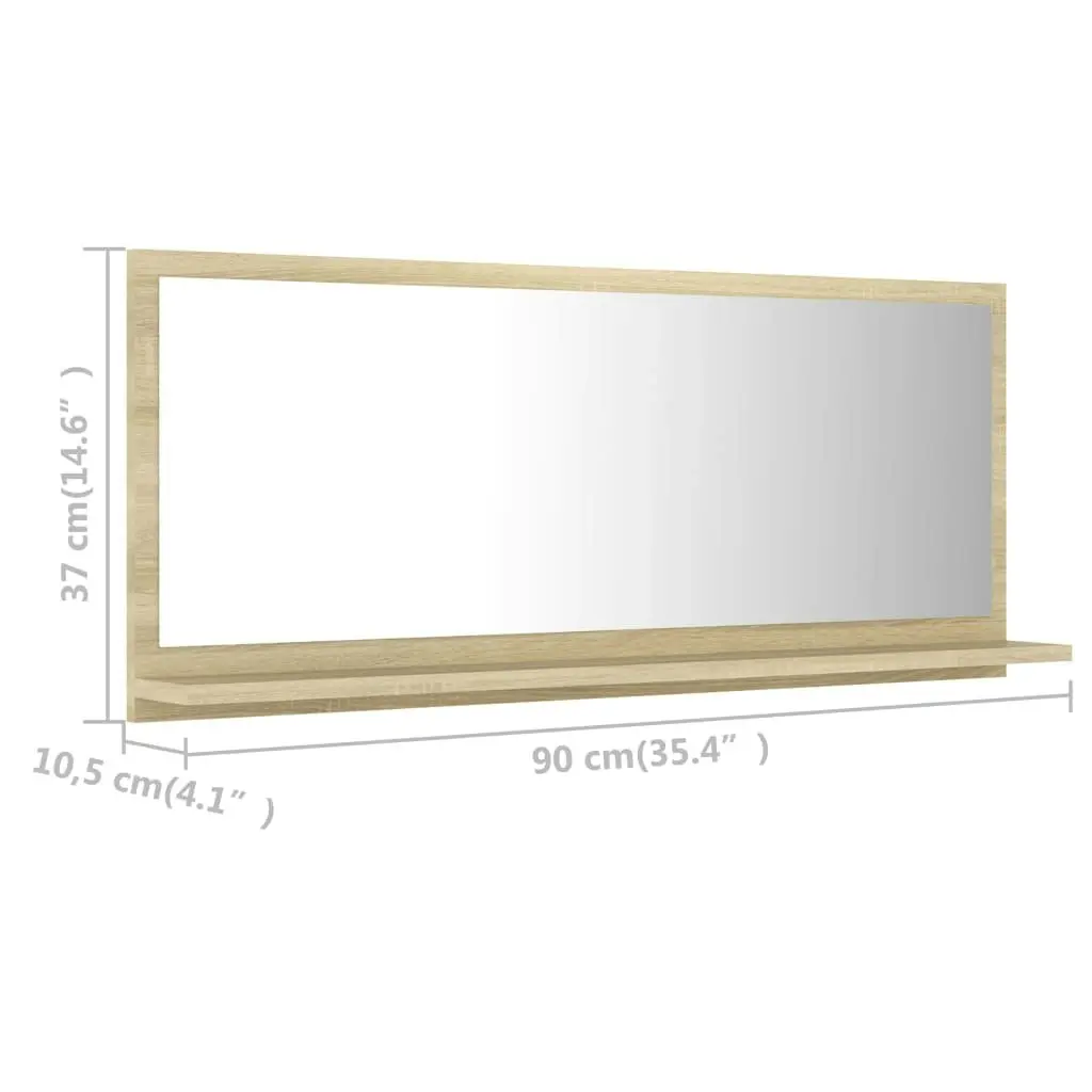 Bathroom Mirror Sonoma Oak 90x10.5x37 cm Engineered Wood 804583