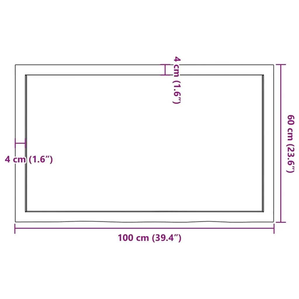 Bathroom Countertop Dark Brown 100x60x4 cm Treated Solid Wood 3156231