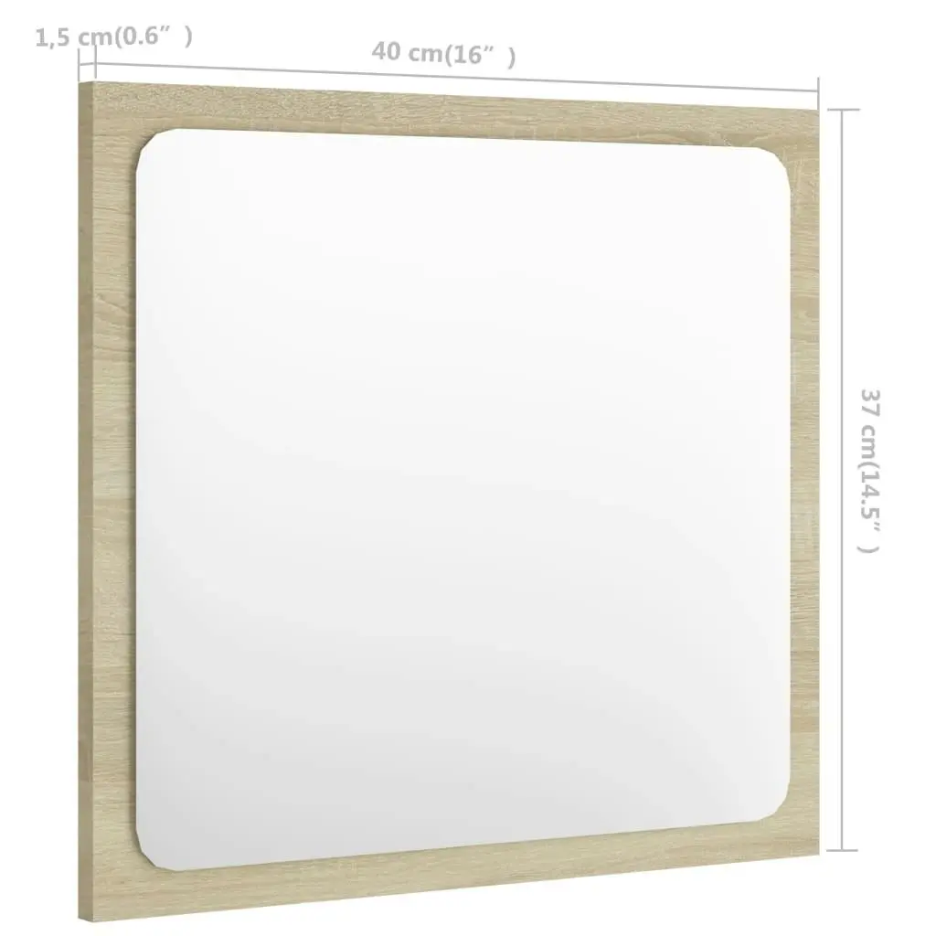 Bathroom Mirror Sonoma Oak 40x1.5x37 cm Engineered Wood 804601