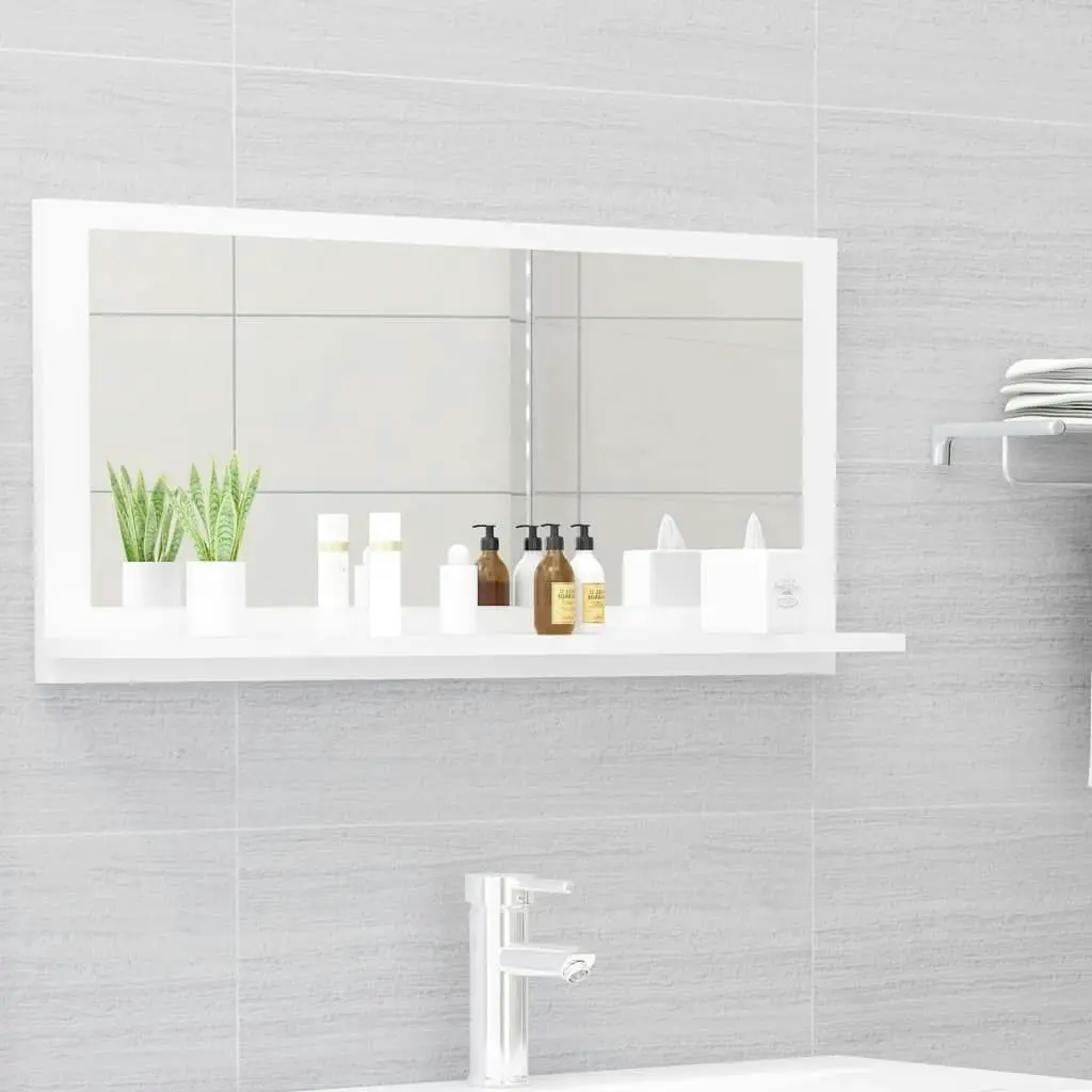 Bathroom Mirror High Gloss White 80x10.5x37 cm Engineered Wood 804577