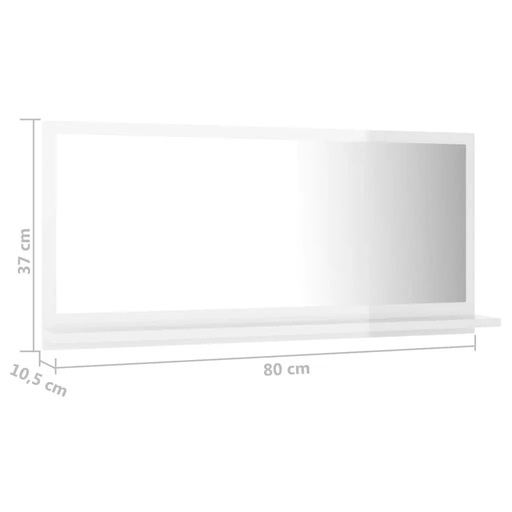 Bathroom Mirror High Gloss White 80x10.5x37 cm Engineered Wood 804577