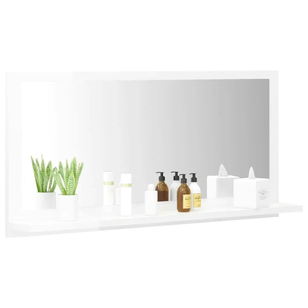 Bathroom Mirror High Gloss White 80x10.5x37 cm Engineered Wood 804577