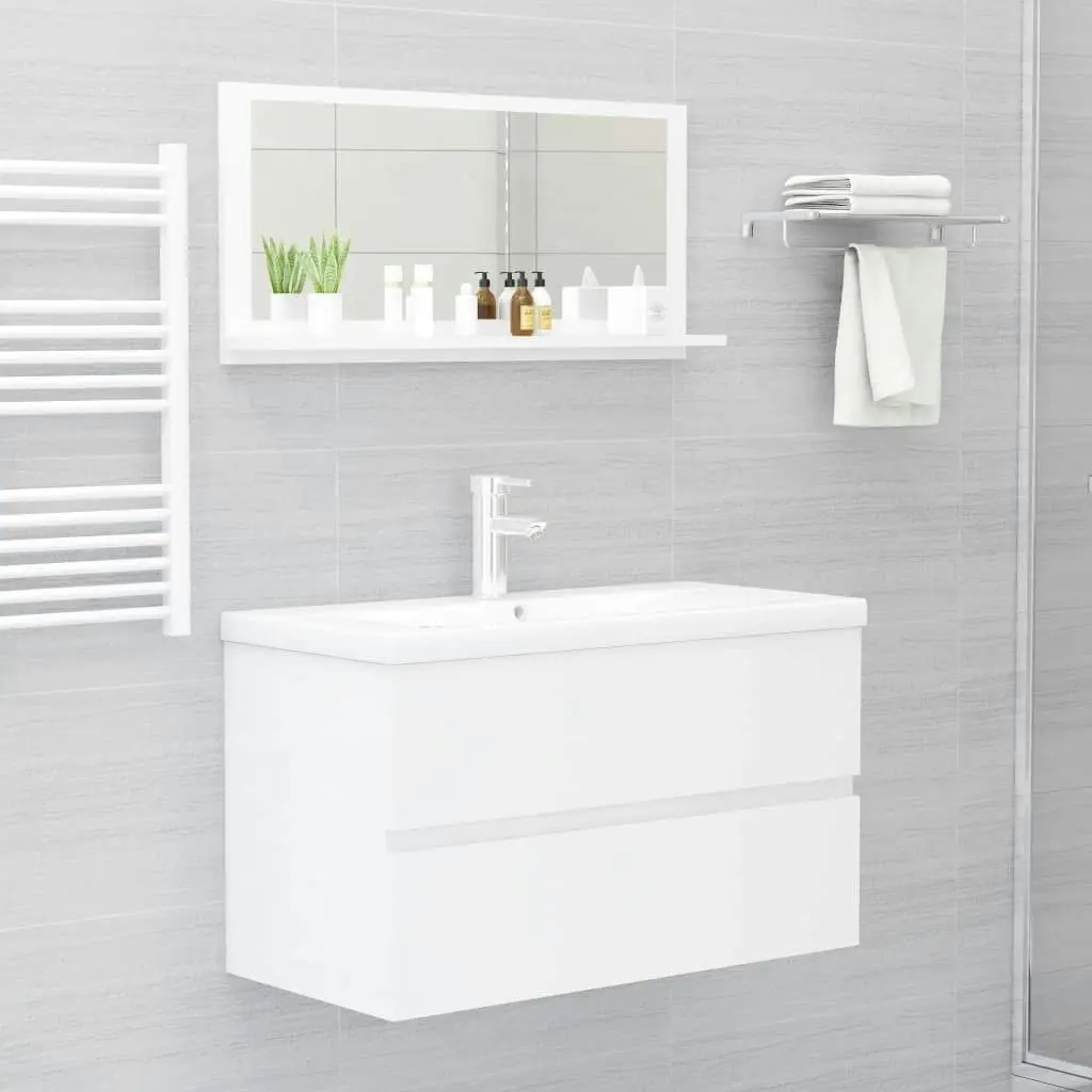 Bathroom Mirror High Gloss White 80x10.5x37 cm Engineered Wood 804577