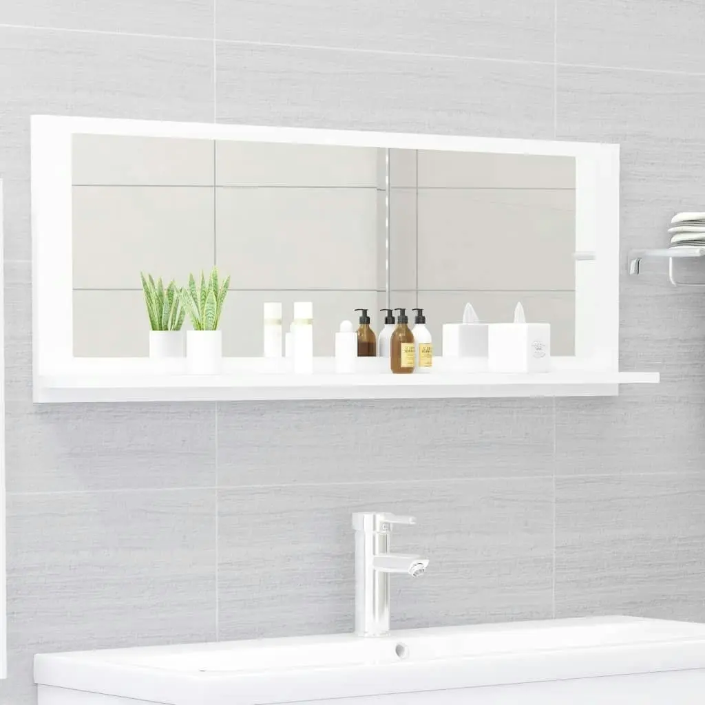 Bathroom Mirror White 100x10.5x37 cm Engineered Wood 804589