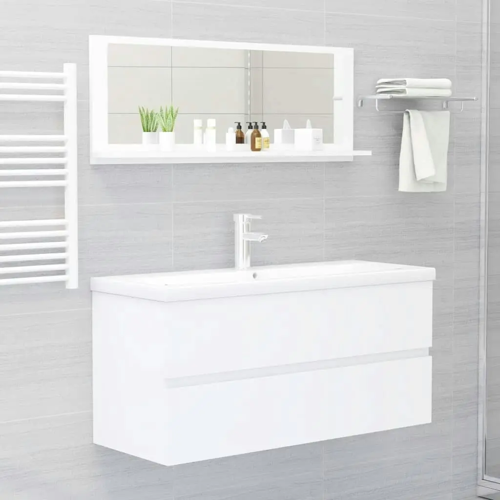 Bathroom Mirror White 100x10.5x37 cm Engineered Wood 804589