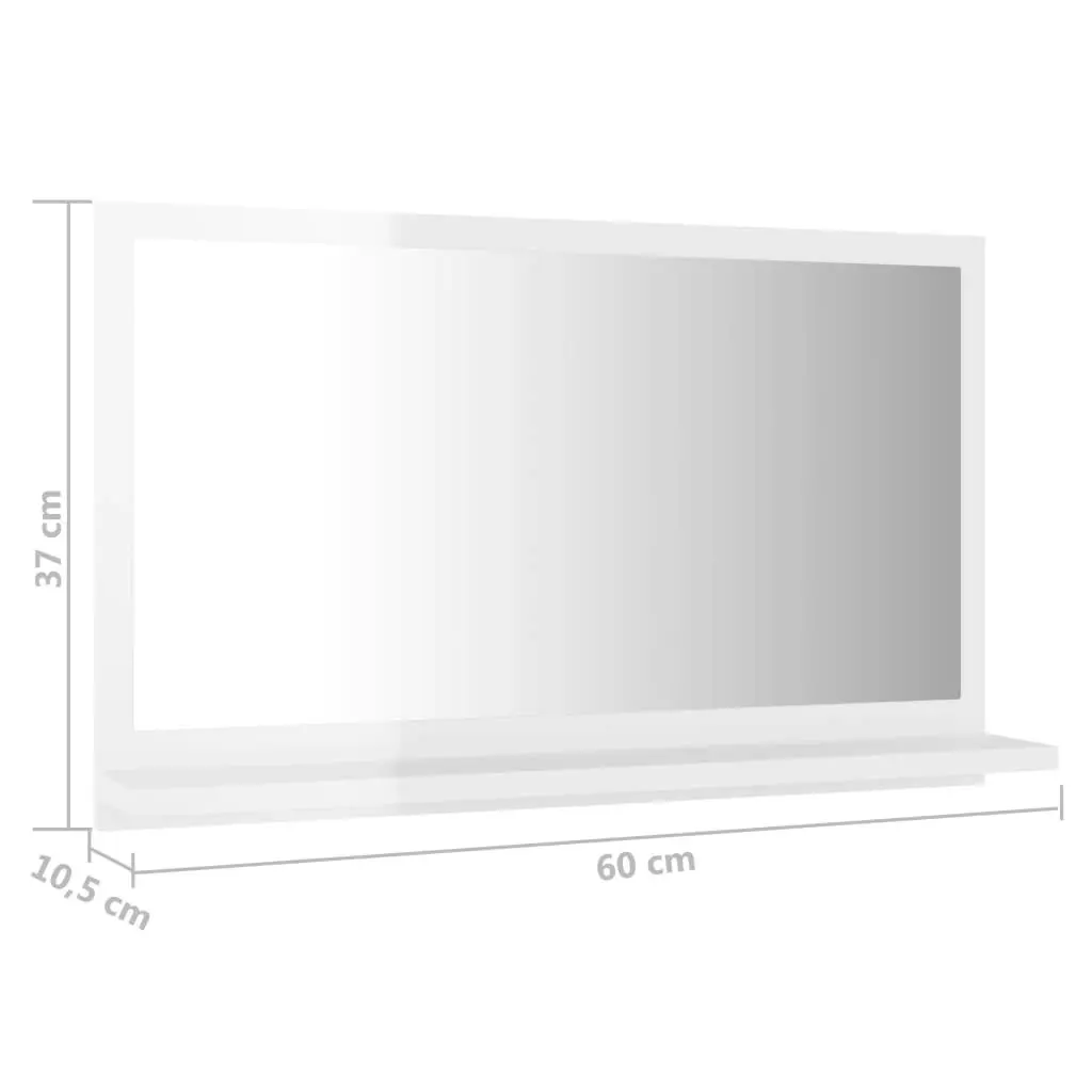 Bathroom Mirror High Gloss White 60x10.5x37 cm Engineered Wood 804568