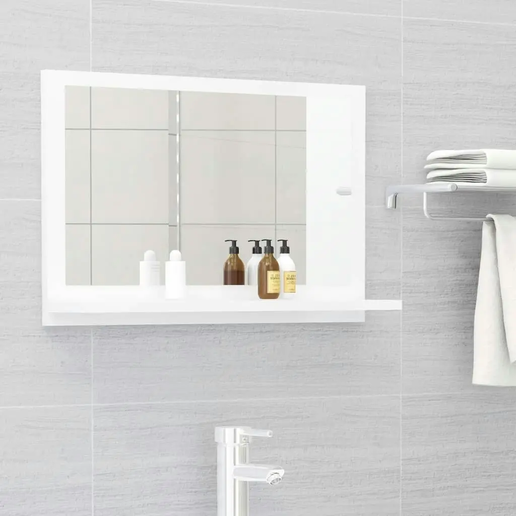 Bathroom Mirror High Gloss White 60x10.5x37 cm Engineered Wood 804568