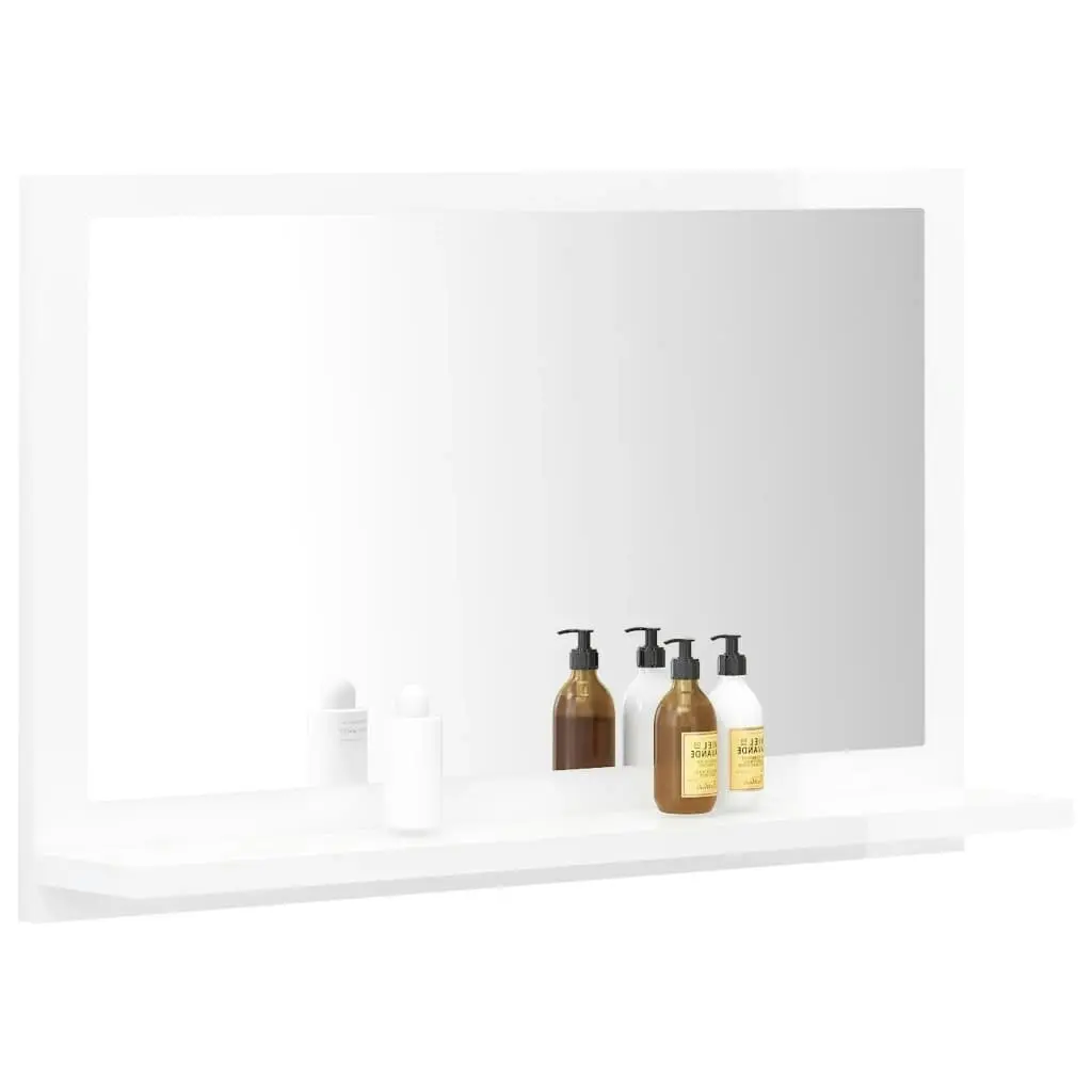 Bathroom Mirror High Gloss White 60x10.5x37 cm Engineered Wood 804568