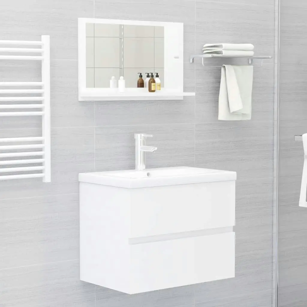 Bathroom Mirror High Gloss White 60x10.5x37 cm Engineered Wood 804568