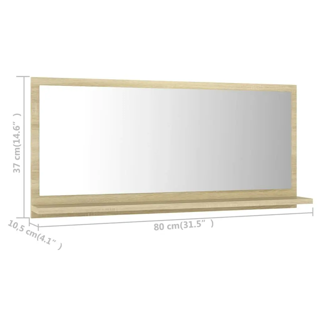 Bathroom Mirror Sonoma Oak 80x10.5x37 cm Engineered Wood 804574