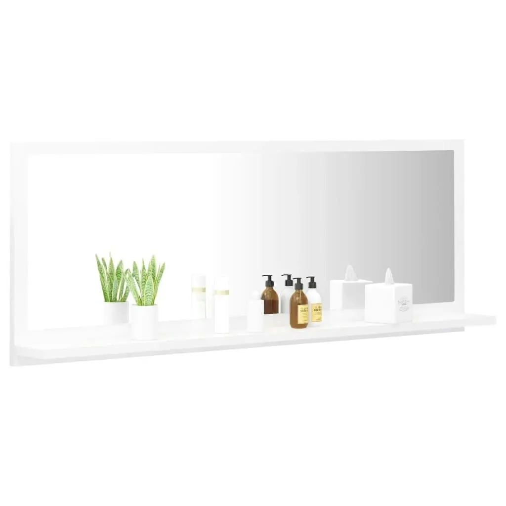 Bathroom Mirror High Gloss White 100x10.5x37 cm Engineered Wood 804595