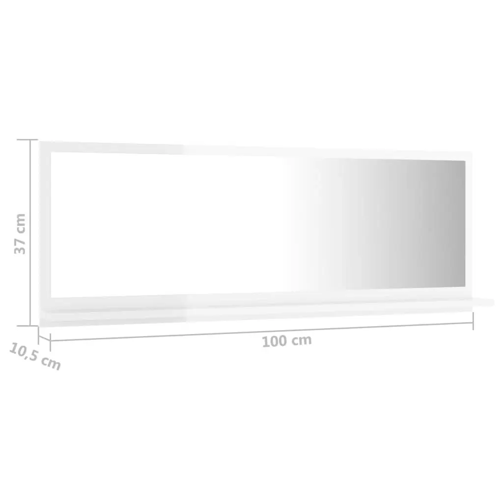 Bathroom Mirror High Gloss White 100x10.5x37 cm Engineered Wood 804595