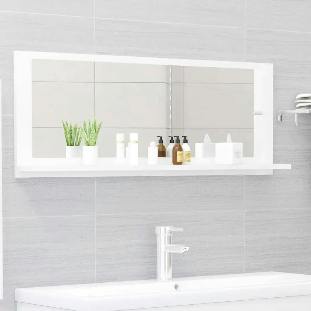 Bathroom Mirror High Gloss White 100x10.5x37 cm Engineered Wood 804595