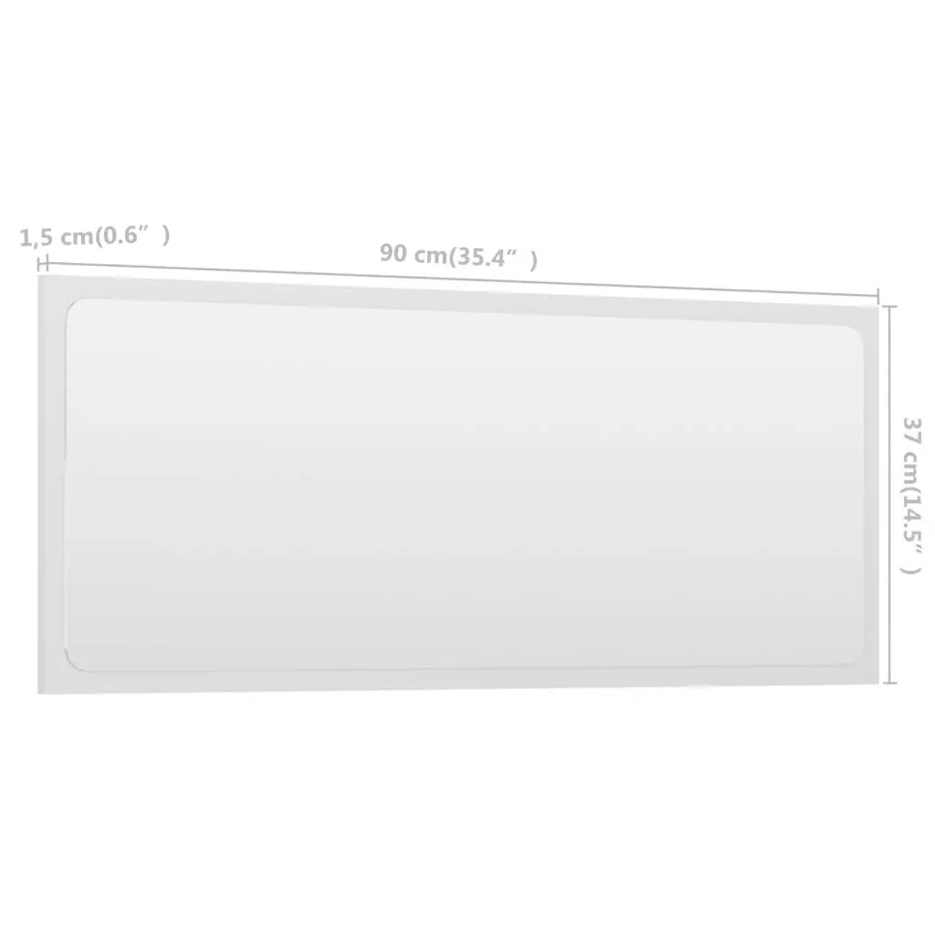 Bathroom Mirror White 90x1.5x37 cm Engineered Wood 804622