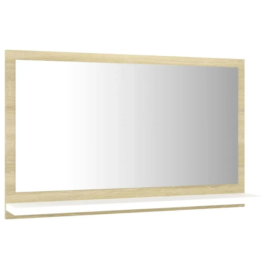 Bathroom Mirror White and Sonoma Oak 60x10.5x37 cm Engineered Wood 804567