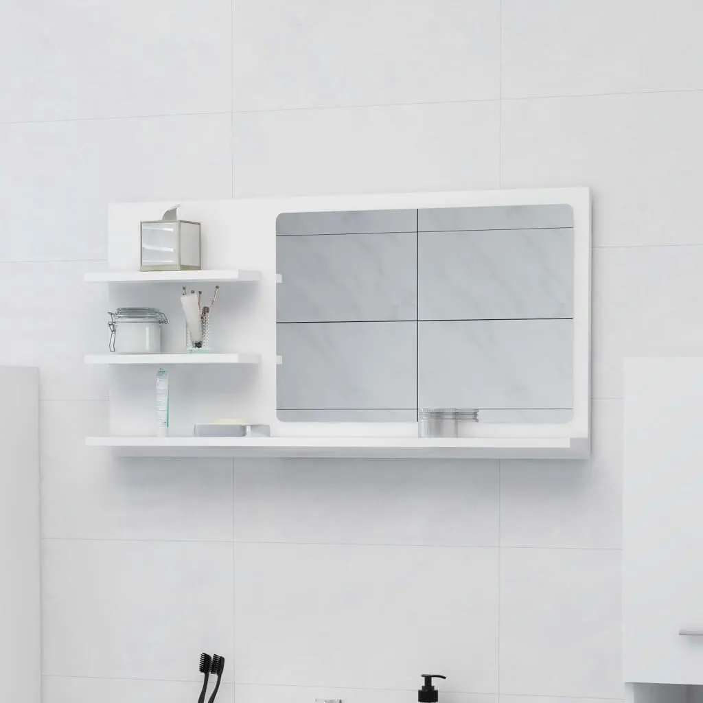 Bathroom Mirror White 90x10.5x45 cm Engineered Wood 805015