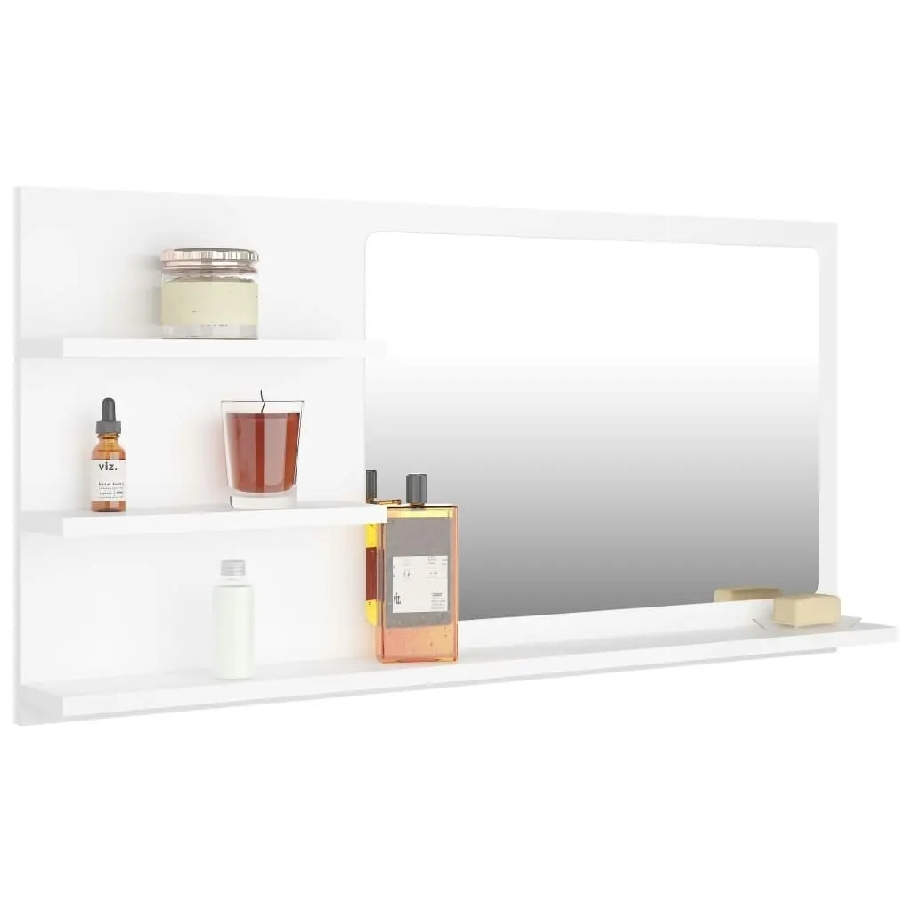 Bathroom Mirror White 90x10.5x45 cm Engineered Wood 805015