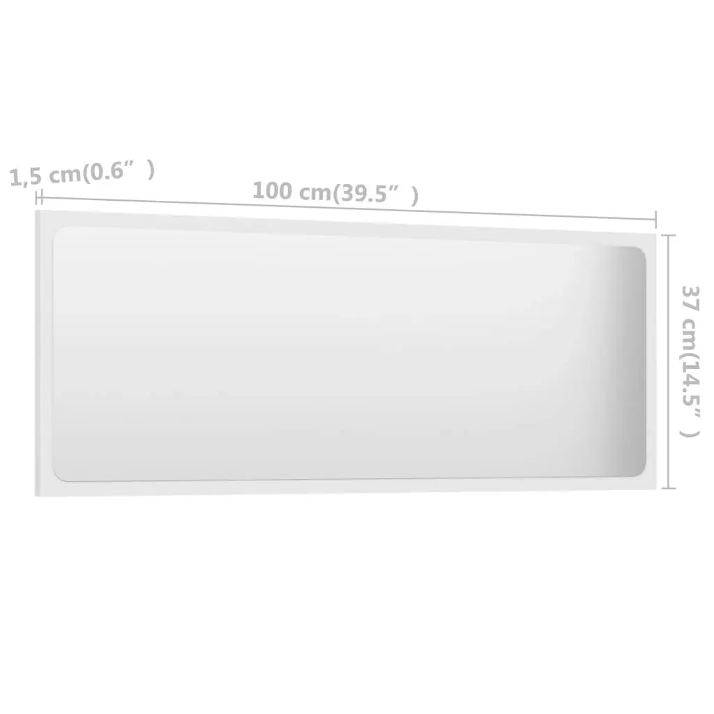 Bathroom Mirror White 100x1.5x37 cm Engineered Wood 804630