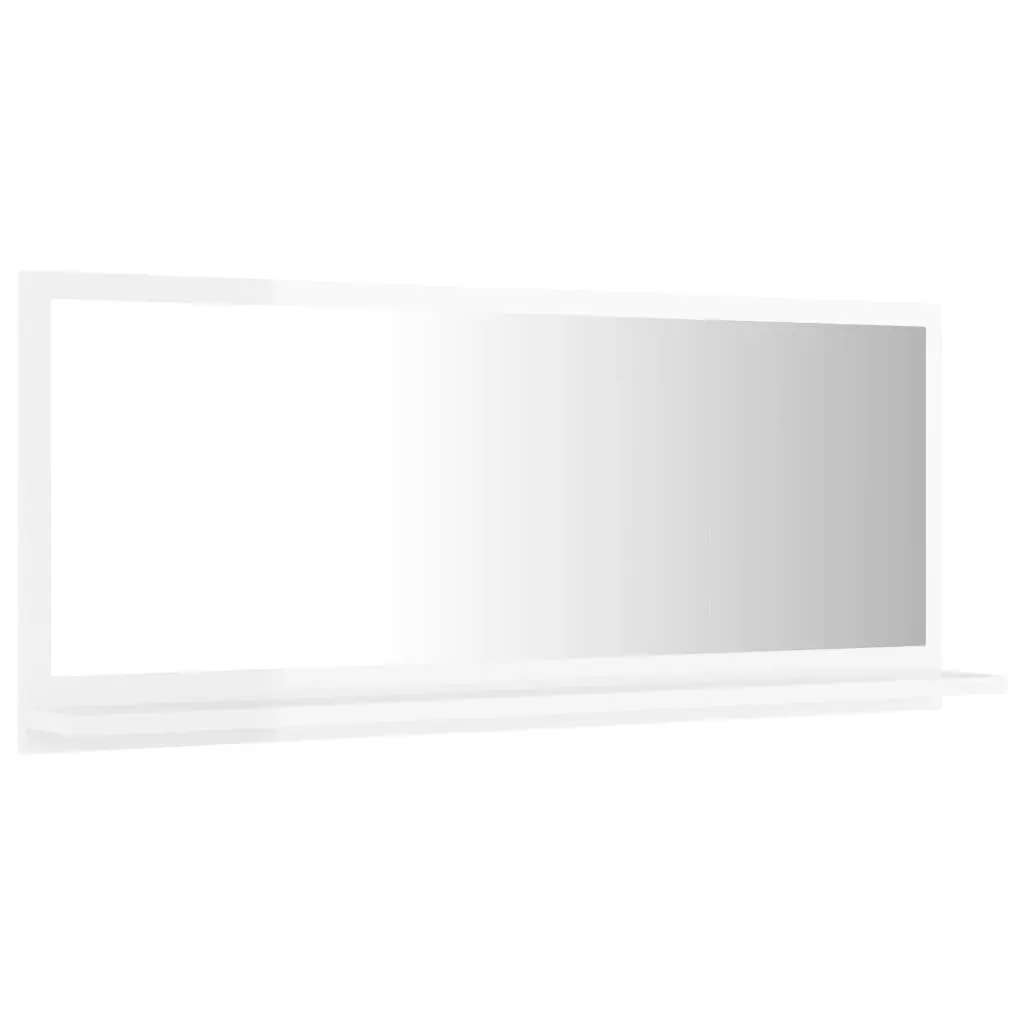 Bathroom Mirror High Gloss White 90x10.5x37 cm Engineered Wood 804586