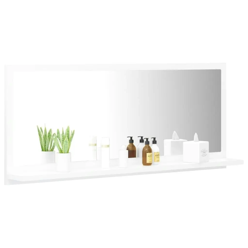 Bathroom Mirror High Gloss White 90x10.5x37 cm Engineered Wood 804586