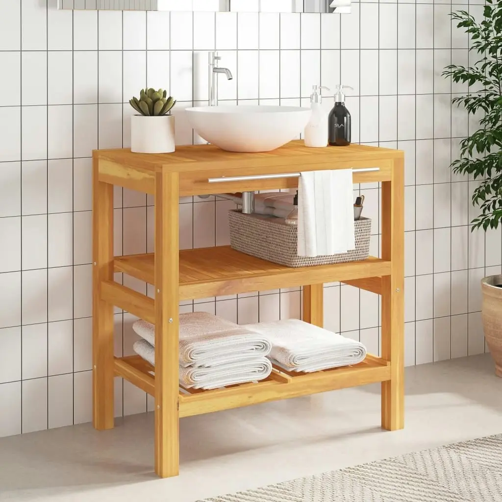 Bathroom Vanity Cabinet with 2 Shelves 74x45x75 cm Solid Wood 353955