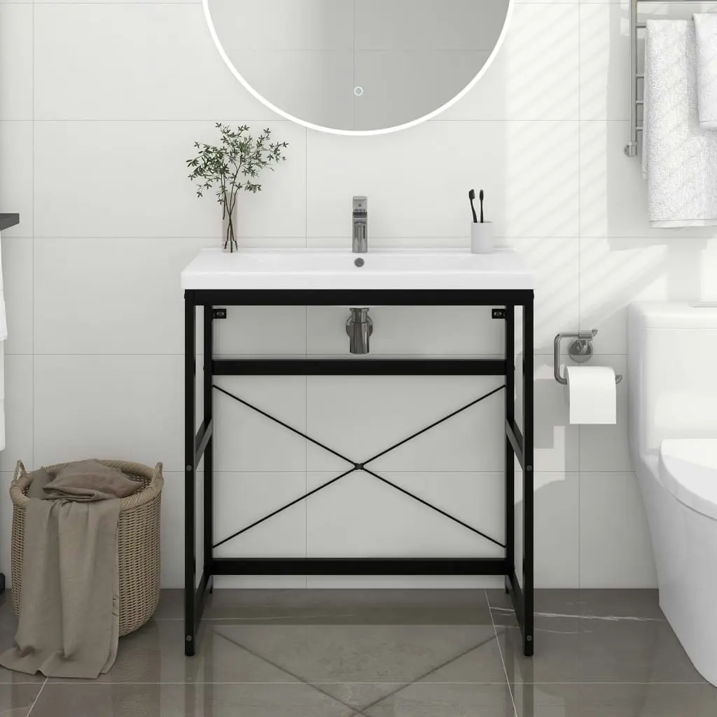 Bathroom Washbasin Frame Black 79x38x83 cm Iron 338501