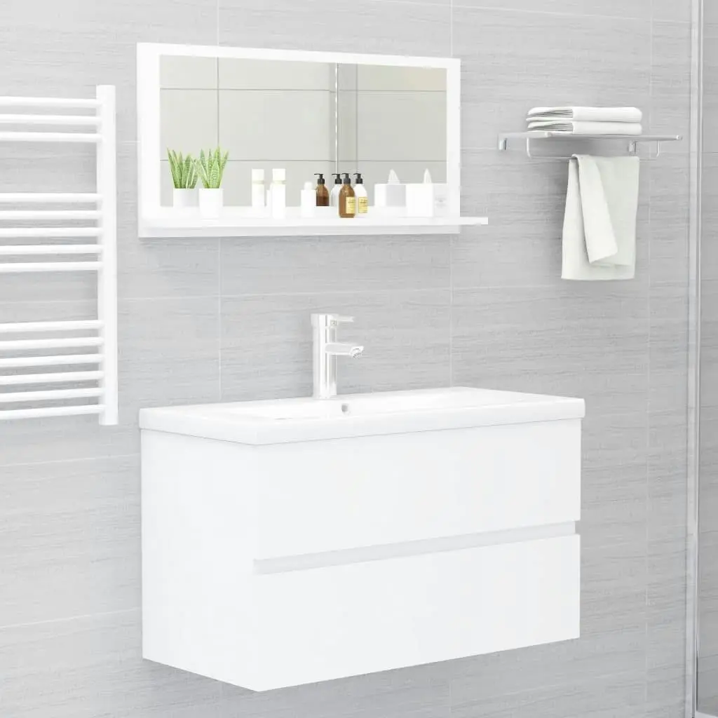 Bathroom Mirror White 80x10.5x37 cm Engineered Wood 804571